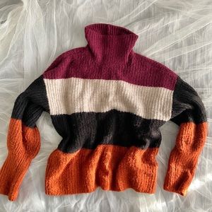 Striped Mock Neck Sweater